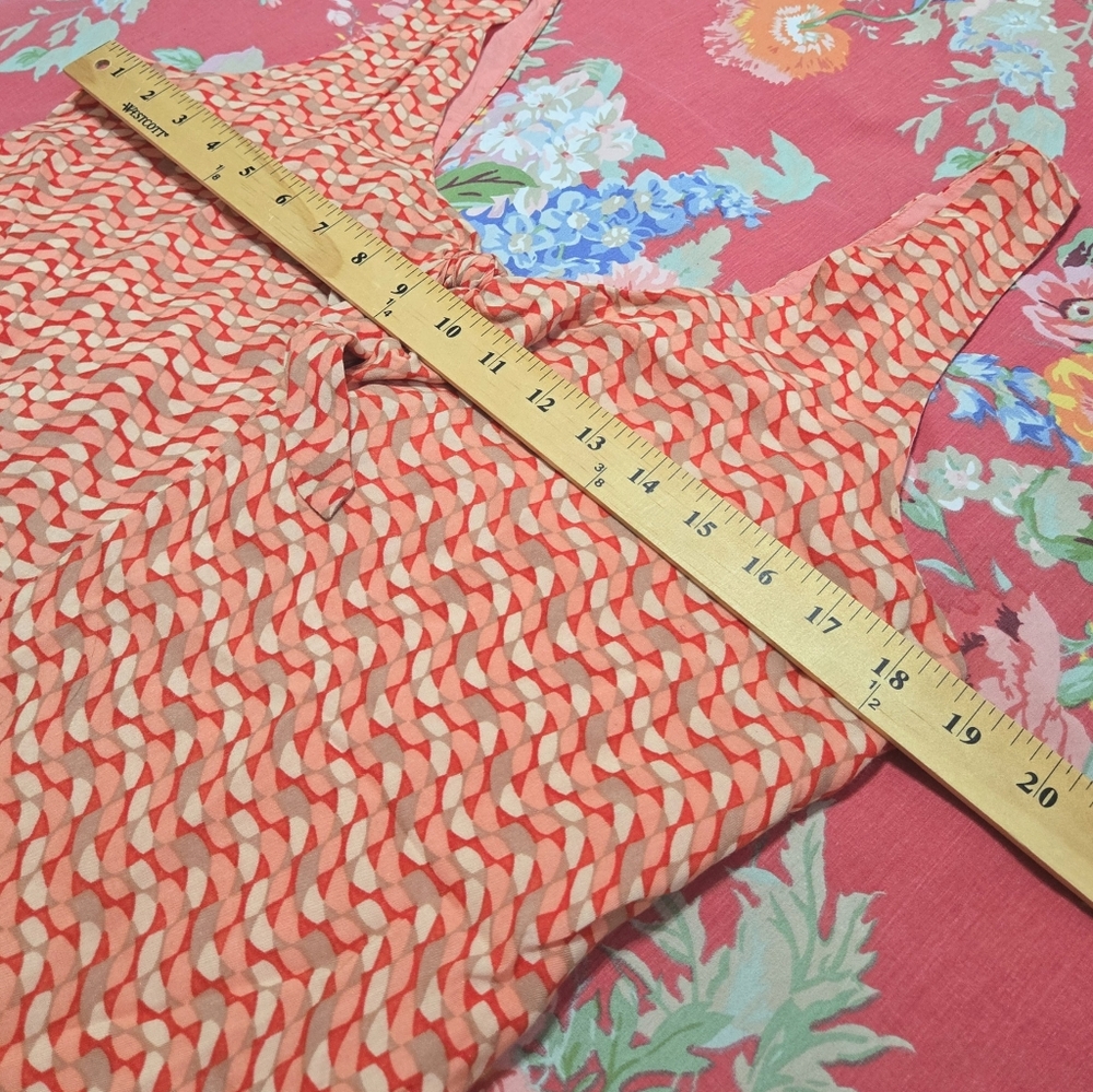 Anthropologie Maeve Verena Tie Front Tank Top Red Pink Multi Print Size S - Picture 8 of 11